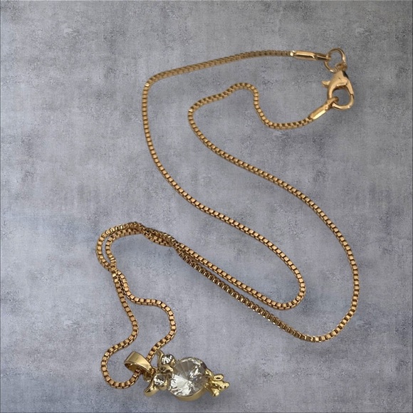 Cute clear CZ OWL design pendant gold plated with matching necklace - Picture 3 of 5